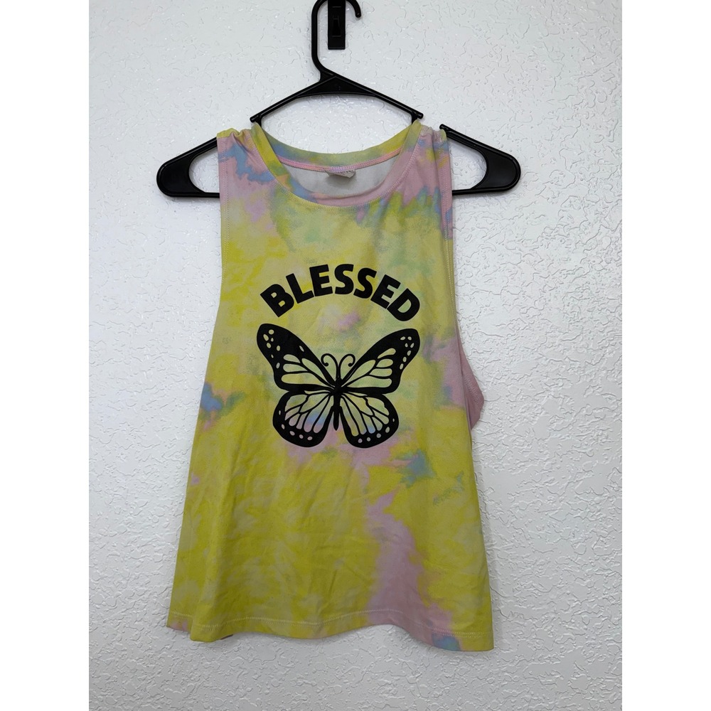Kids No Boundaries‎ Tie Dye Blessed Butterfly Graphic Tank Top L/G